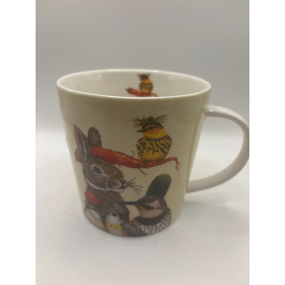 Vicki Sawyer PPD New Bone China Animal Rabbit Bird Coffee Mug Cream Whimsical